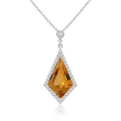 Angara Gia Certified Moroccan Style Kite-shaped Citrine Pendant In Orange