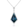 Angara Gia Certified Moroccan Style Kite-shaped London Blue Topaz Pendant In White Gold/deep Greenish Blue