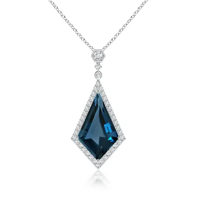 Angara Gia Certified Moroccan Style Kite-shaped London Blue Topaz Pendant