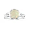 Angara Gia Certified Nature Inspired Bezel-set Round Opal Solitaire Ring In White Gold/milky With Medium Play Of Colour