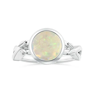 Angara Gia Certified Nature Inspired Bezel-set Round Opal Solitaire Ring In Neutral