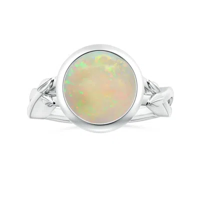 Angara Gia Certified Nature Inspired Bezel-set Round Opal Solitaire Ring In Metallic