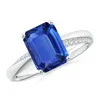 Angara Gia Certified Octagonal Blue Sapphire Twist Shank Ring In White Gold/deep Rich Blue