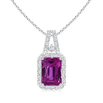 Angara Gia Certified Octagonal Pink Sapphire Halo Pendant In Purple