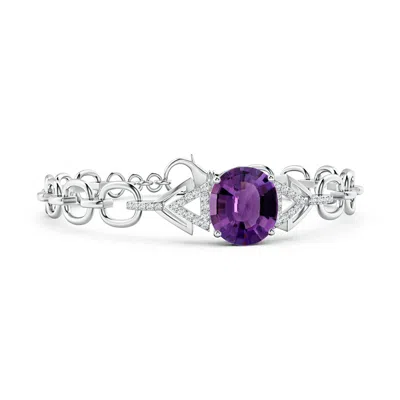 Angara Gia Certified Oval Amethyst Intersecting Triangle Bracelet In Purple