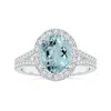 Angara Gia Certified Oval Aquamarine Split Shank Halo Ring In White Gold/sky Blue