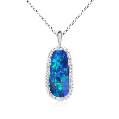Angara Gia Certified Oval Black Opal Twisted Rope Pendant In Blue