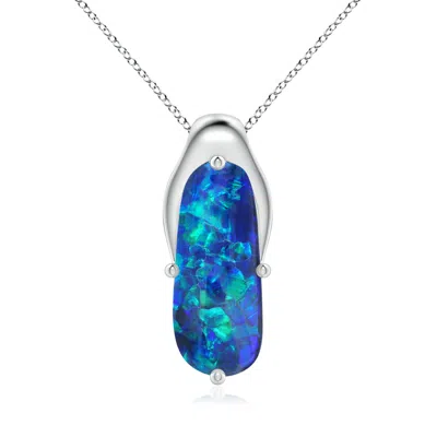 Angara Gia Certified Oval Black Opal Wishbone Pendant In Blue