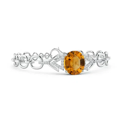 Angara Gia Certified Oval Citrine Intersecting Triangle Bracelet In Yellow