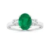 Angara Gia Certified Oval Columbian Emerald Three Stone Ring With Diamonds In White Gold/rich Medium Green