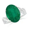 Angara Gia Certified Oval Emerald Crossover Ring In White Gold/medium Green