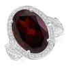 Angara Gia Certified Oval Garnet Infinity Shank Ring With Halo In White Gold/dark Red