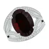 Angara Gia Certified Oval Garnet Ornate Shank Cocktail Ring In White Gold/medium Red