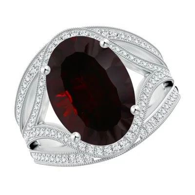 Angara Gia Certified Oval Garnet Ornate Shank Cocktail Ring In Red