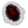 Angara Gia Certified Oval Garnet Triple Halo Ring In White Gold/dark Red
