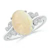 Angara Gia Certified Oval Opal Butterfly Bypass Ring In White Gold/milky With High Play Of Colour