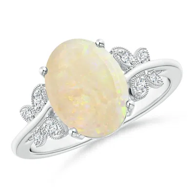 Angara Gia Certified Oval Opal Butterfly Bypass Ring In Metallic