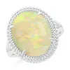 Angara Gia Certified Oval Opal Cocktail Ring With Beaded Halo In White Gold/milky With High Play Of Colour