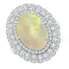 Angara Gia Certified Oval Opal Ring With Diamond Triple Halo In White Gold/milky With Medium Play Of Colour