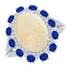Angara Gia Certified Oval Opal Ring With Sapphire & Diamond Halo In White Gold/milky With High Play Of Colour