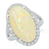 Angara Gia Certified Oval Opal Split Shank Ring With Diamond Halo In White Gold/milky With High Play Of Colour