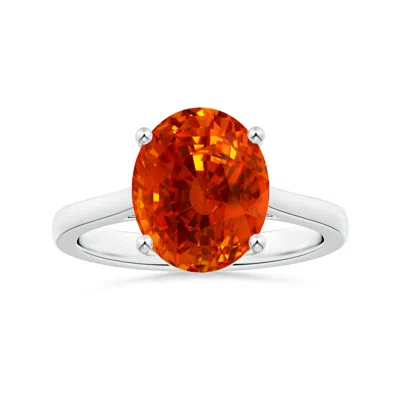Angara Gia Certified Oval Orange Sapphire Solitaire Ring With Reverse Tapered Shank In Multi