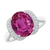 Angara Gia Certified Oval Pink Sapphire Ring With Diamond Half Halo In White Gold/medium Pink