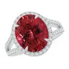 Angara Gia Certified Oval Pink Tourmaline Split Shank Ring With Halo In White Gold/rich Pink