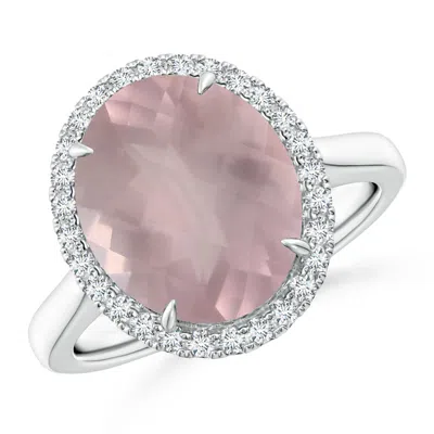 Angara Gia Certified Oval Rose Quartz Cathedral Ring In Metallic