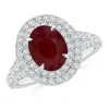 Angara Gia Certified Oval Ruby Double Halo Ring In White Gold/medium Pinkish Red