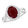 Angara Gia Certified Oval Ruby Infinity Ring With Diamond Halo In White Gold/medium Pinkish Red