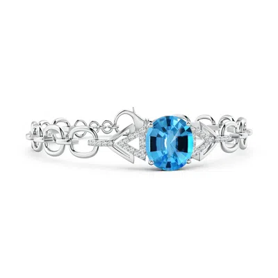 Angara Gia Certified Oval Swiss Blue Topaz Intersecting Triangle Bracelet