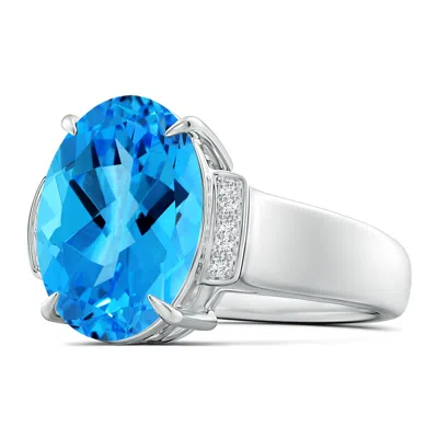 Angara Gia Certified Oval Swiss Blue Topaz Ring With Diamond Accents - 8 Ct Tw In Purple