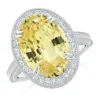 Angara Gia Certified Oval Yellow Sapphire Halo Ring With Milgrain In White Gold/deep Yellow