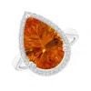 Angara Gia Certified Pear Ceylon Citrine Cocktail Ring In White Gold/deep Golden