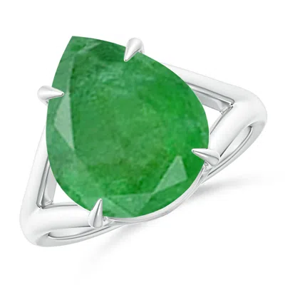 Angara Gia Certified Pear Emerald Split Shank Ring In Green