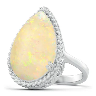 Angara Gia Certified Pear Opal Cocktail Ring With Scrollwork In Yellow