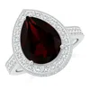 Angara Gia Certified Pear-shaped Garnet Ring With Filigree In White Gold/rich Red