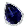Angara Gia Certified Pear-shaped Tanzanite Floral Basket Halo Ring In White Gold/deep Rich Violet Blue