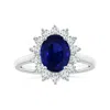 Angara Gia Certified Princess Diana Inspired Oval Blue Sapphire Ring With Diamond Halo In White Gold/medium To Rich Blue