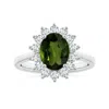 Angara Gia Certified Princess Diana Inspired Oval Tourmaline Reverse Tapered Shank Ring With Halo In White Gold
