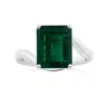 Angara Gia Certified Prong-set Solitaire Emerald-cut Emerald Bypass Ring In White Gold/medium Green