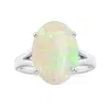 Angara Gia Certified Prong-set Solitaire Oval Opal Nature Inspired Ring In White Gold/milky With High Play Of Colour