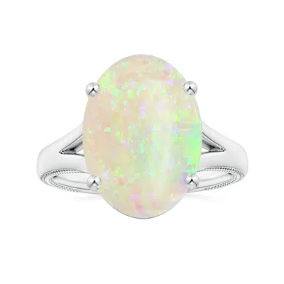 Angara Gia Certified Prong-set Solitaire Oval Opal Nature Inspired Ring In Metallic