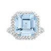 Angara Gia Certified Prong-set Square Emerald-cut Aquamarine Knife Edge Ring With Diamonds In White Gold/light Swiss Blue