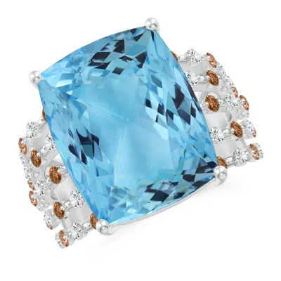 Angara Gia Certified Rectangular Cushion Aquamarine Solitaire Ring In Blue