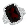 Angara Gia Certified Rectangular Cushion Garnet Halo Ring In White Gold/medium Red