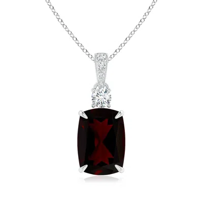 Angara Gia Certified Rectangular Cushion Garnet Pendant In Metallic