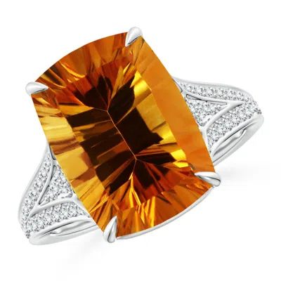 Angara Gia Certified Rectangular Cushion Rectangular Citrine Ring In Orange