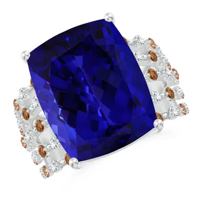 Angara Gia Certified Rectangular Cushion Tanzanite Solitaire Ring In Blue